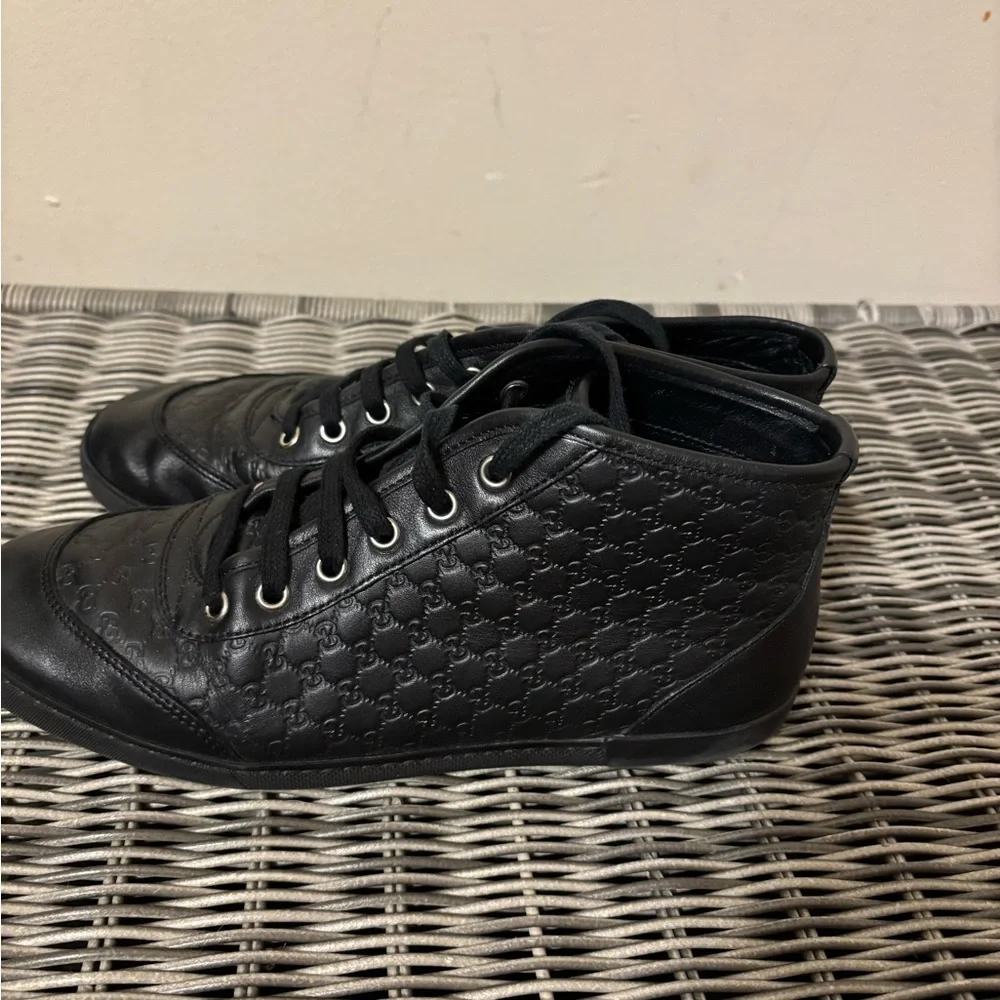 Gucci black leather  Guccissima sneakers preowned - Picture 2 of 9